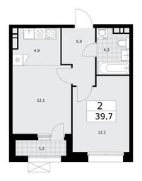 1-BD Apartment Sale, 39.7平方米 at Buninskie Kvartaly, Akademika Semyonova Street, 22, Moscow, Russia #2