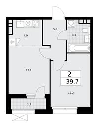 1-BD Apartment Sale, 39.7平方米 at Buninskie Kvartaly, Akademika Semyonova Street, 22, Moscow, Russia #2