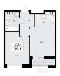 1-BD Apartment Sale, 39.1平方米 at Buninskie Kvartaly, Akademika Semyonova Street, 22, Moscow, Russia #2 1-BD Apartment Sale, 39.1平方米 at Buninskie Kvartaly, Akademika Semyonova Street, 22, Moscow, Russia #2