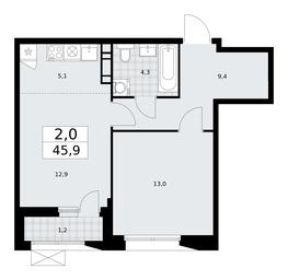 1-BD Apartment Sale, 45.9平方米 at Buninskie Kvartaly, Akademika Semyonova Street, 22, Moscow, Russia #2 1-BD Apartment Sale, 45.9平方米 at Buninskie Kvartaly, Akademika Semyonova Street, 22, Moscow, Russia #2
