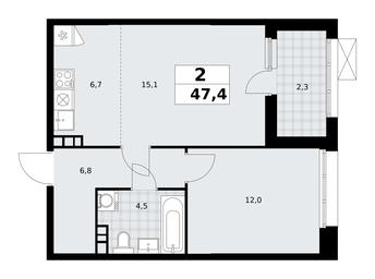 1-BD Apartment Sale, 47.4平方米 at Buninskie Kvartaly, Akademika Semyonova Street, 22, Moscow, Russia #3 1-BD Apartment Sale, 47.4平方米 at Buninskie Kvartaly, Akademika Semyonova Street, 22, Moscow, Russia #3
