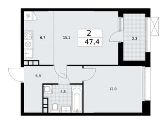 1-BD Apartment Sale, 47.4平方米 at Buninskie Kvartaly, Akademika Semyonova Street, 22, Moscow, Russia #2 1-BD Apartment Sale, 47.4平方米 at Buninskie Kvartaly, Akademika Semyonova Street, 22, Moscow, Russia #2