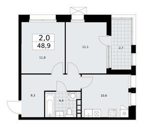 1-BD Apartment Sale, 48.9平方米 at Buninskie Kvartaly, Akademika Semyonova Street, 22, Moscow, Russia #2