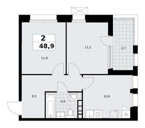 1-BD Apartment Sale, 48.9平方米 at Buninskie Kvartaly, Akademika Semyonova Street, 22, Moscow, Russia #3