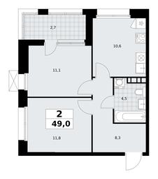 1-BD Apartment Sale, 49平方米 at Buninskie Kvartaly, Akademika Semyonova Street, 22, Moscow, Russia #4