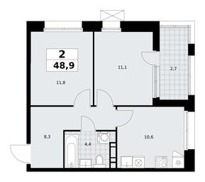 1-BD Apartment Sale, 48.9平方米 at Buninskie Kvartaly, Akademika Semyonova Street, 22, Moscow, Russia #4