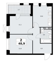1-BD Apartment Sale, 48.9平方米 at Buninskie Kvartaly, Akademika Semyonova Street, 22, Moscow, Russia #4