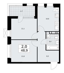 1-BD Apartment Sale, 48.9 sq. m. at Buninskie Kvartaly, Akademika Semyonova Street, 22, Moscow, Russia #2