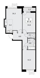 2-BD Apartment Sale, 67.6平方米 at Buninskie Kvartaly, Akademika Semyonova Street, 22, Moscow, Russia #2 2-BD Apartment Sale, 67.6平方米 at Buninskie Kvartaly, Akademika Semyonova Street, 22, Moscow, Russia #2
