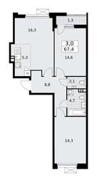 2-BD Apartment Sale, 67.4 sq. m. at Buninskie Kvartaly, Akademika Semyonova Street, 22, Moscow, Russia #2 2-BD Apartment Sale, 67.4 sq. m. at Buninskie Kvartaly, Akademika Semyonova Street, 22, Moscow, Russia #2