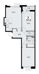 2-BD Apartment Sale, 67.4 sq. m. at Buninskie Kvartaly, Akademika Semyonova Street, 22, Moscow, Russia #3 2-BD Apartment Sale, 67.4 sq. m. at Buninskie Kvartaly, Akademika Semyonova Street, 22, Moscow, Russia #3