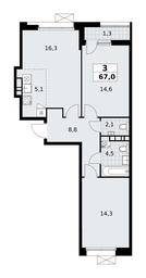 2-BD Apartment Sale, 67平方米 at Buninskie Kvartaly, Akademika Semyonova Street, 22, Moscow, Russia #3 2-BD Apartment Sale, 67平方米 at Buninskie Kvartaly, Akademika Semyonova Street, 22, Moscow, Russia #3