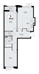 2-BD Apartment Sale, 69.6平方米 at Buninskie Kvartaly, Akademika Semyonova Street, 22, Moscow, Russia #3 2-BD Apartment Sale, 69.6平方米 at Buninskie Kvartaly, Akademika Semyonova Street, 22, Moscow, Russia #3