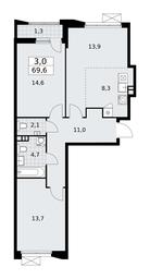2-BD Apartment Sale, 69.6平方米 at Buninskie Kvartaly, Akademika Semyonova Street, 22, Moscow, Russia #2 2-BD Apartment Sale, 69.6平方米 at Buninskie Kvartaly, Akademika Semyonova Street, 22, Moscow, Russia #2