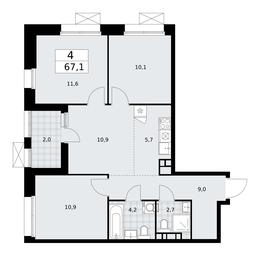 3-BD Apartment Sale, 67.1 sq. m. at Buninskie Kvartaly, Akademika Semyonova Street, 22, Moscow, Russia #2