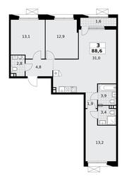 2-BD Apartment Sale, 88.6 sq. m. at Buninskie Kvartaly, Akademika Semyonova Street, 22, Moscow, Russia #4