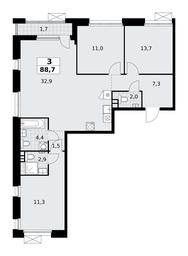 2-BD Apartment Sale, 88.7 sq. m. at Buninskie Kvartaly, Akademika Semyonova Street, 22, Moscow, Russia #4