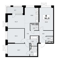 3-BD Apartment Sale, 91.5 sq. m. at Buninskie Kvartaly, Akademika Semyonova Street, 22, Moscow, Russia #3 3-BD Apartment Sale, 91.5 sq. m. at Buninskie Kvartaly, Akademika Semyonova Street, 22, Moscow, Russia #3