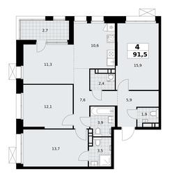 3-BD Apartment Sale, 91.5 sq. m. at Buninskie Kvartaly, Akademika Semyonova Street, 22, Moscow, Russia #3 3-BD Apartment Sale, 91.5 sq. m. at Buninskie Kvartaly, Akademika Semyonova Street, 22, Moscow, Russia #3