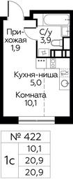 Apartment Sale, 20.9 sq. m. at Tsvetochnye Poliany, kvartal № 23, Filimonkovskoye Municipal Formation, Moscow, Russia #4