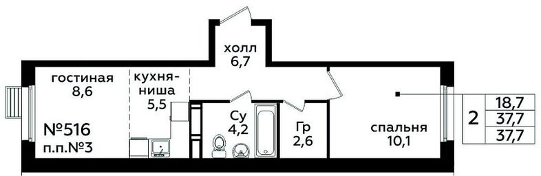 1-BD Apartment Sale, 37.7 sq. m. at Eko Bunino, prospekt Kuprina, 34к1, Sosenskoye Settlement, Moscow, Russia #3 1-BD Apartment Sale, 37.7 sq. m. at Eko Bunino, prospekt Kuprina, 34к1, Sosenskoye Settlement, Moscow, Russia #3