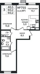 Продажа 2-комн. квартиры, 60,2 м² в ЖК «Эко Бунино», проспект Куприна, 34к1, поселение Сосенское, Москва, Россия #3 Продажа 2-комн. квартиры, 60,2 м² в ЖК «Эко Бунино», проспект Куприна, 34к1, поселение Сосенское, Москва, Россия #3