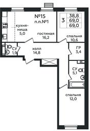 Продажа 2-комн. квартиры, 69 м² в ЖК «Эко Бунино», проспект Куприна, 34к1, поселение Сосенское, Москва, Россия #3
