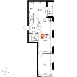 3-BD Apartment Sale, 78.1 sq. m. at Sky Garden, Stroitelny Drive, 9с6, Moscow, Russia #4