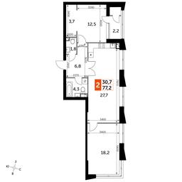 3-BD Apartment Sale, 78.1 sq. m. at Sky Garden, Stroitelny Drive, 9с6, Moscow, Russia #2