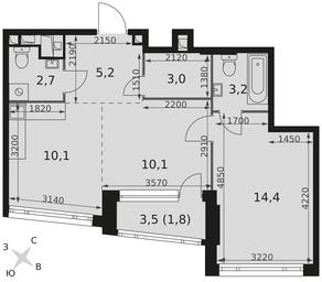 2-BD Apartment Sale, 50.5平方米 at Rotterdam, Varshavskoye Highway, 37Ак1с2, Moscow, Russia #3
