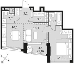 2-BD Apartment Sale, 50.5平方米 at Rotterdam, Varshavskoye Highway, 37Ак1с2, Moscow, Russia #2