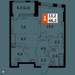 1-BD Apartment Sale, 46.2 sq. m. at Rotterdam, Varshavskoye Highway, 37Ак1с2, Moscow, Russia #2 1-BD Apartment Sale, 46.2 sq. m. at Rotterdam, Varshavskoye Highway, 37Ак1с2, Moscow, Russia #2
