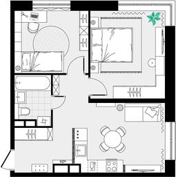1-BD Apartment Sale, 51.78平方米 at Tsvetochnye Polyany City, kvartal № 165, Filimonkovskoye Municipal Formation, Moscow, Russia #2 1-BD Apartment Sale, 51.78平方米 at Tsvetochnye Polyany City, kvartal № 165, Filimonkovskoye Municipal Formation, Moscow, Russia #2