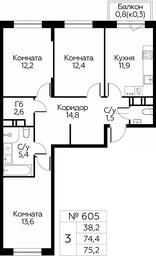 2-BD Apartment Sale, 75.2平方米 at Tsvetochnye Poliany, kvartal № 23, Filimonkovskoye Municipal Formation, Moscow, Russia #2 2-BD Apartment Sale, 75.2平方米 at Tsvetochnye Poliany, kvartal № 23, Filimonkovskoye Municipal Formation, Moscow, Russia #2