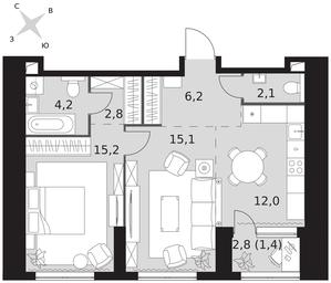 2-BD Apartment Sale, 59 sq. m. at Arkhitektor, Akademika Volgina Street, 2Д, Moscow, Russia #3 2-BD Apartment Sale, 59 sq. m. at Arkhitektor, Akademika Volgina Street, 2Д, Moscow, Russia #3