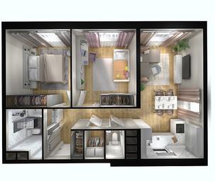 2-BD Apartment Sale, 58.19 sq. m. at Kvartal Rumyantsevo, ulitsa Admirala Kornilova, с1, Mosrentgen Settlement, Moscow, Russia #3