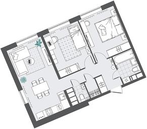 2-BD Apartment Sale, 58.2 sq. m. at Kvartal Rumyantsevo, ulitsa Admirala Kornilova, с1, Mosrentgen Settlement, Moscow, Russia #2 2-BD Apartment Sale, 58.2 sq. m. at Kvartal Rumyantsevo, ulitsa Admirala Kornilova, с1, Mosrentgen Settlement, Moscow, Russia #2