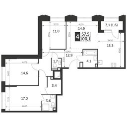 4-BD Apartment Sale, 100.1 sq. m. at Rezhisser, Vilgelma Pika Street, 3, Moscow, Russia #2