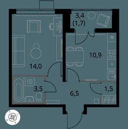 1-BD Apartment Sale, 38.1 sq. m. at Pervy Yuzhny, zhiloy kompleks Pervy Yuzhny, Leninskiy City District, Moscow Region, Russia #3