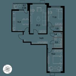3-BD Apartment Sale, 84 sq. m. at Pervy Yuzhny, zhiloy kompleks Pervy Yuzhny, Leninskiy City District, Moscow Region, Russia #3 3-BD Apartment Sale, 84 sq. m. at Pervy Yuzhny, zhiloy kompleks Pervy Yuzhny, Leninskiy City District, Moscow Region, Russia #3