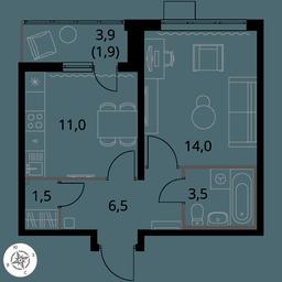 1-BD Apartment Sale, 38.4平方米 at Pervy Yuzhny, zhiloy kompleks Pervy Yuzhny, Leninskiy City District, Moscow Region, Russia #3