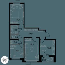 3-BD Apartment Sale, 77.8 sq. m. at Pervy Yuzhny, zhiloy kompleks Pervy Yuzhny, Leninskiy City District, Moscow Region, Russia #3