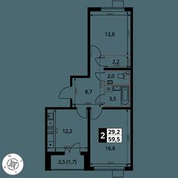 2-BD Apartment Sale, 59.5 sq. m. at Pervy Yuzhny, zhiloy kompleks Pervy Yuzhny, Leninskiy City District, Moscow Region, Russia #4