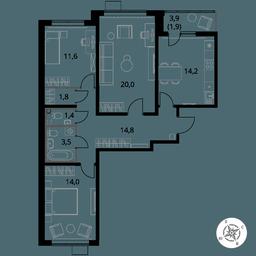 3-BD Apartment Sale, 83.2 sq. m. at Pervy Yuzhny, zhiloy kompleks Pervy Yuzhny, Leninskiy City District, Moscow Region, Russia #3 3-BD Apartment Sale, 83.2 sq. m. at Pervy Yuzhny, zhiloy kompleks Pervy Yuzhny, Leninskiy City District, Moscow Region, Russia #3