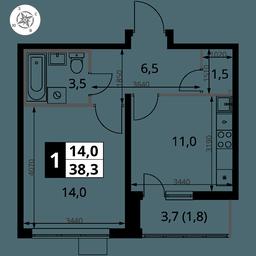 1-BD Apartment Sale, 38.3平方米 at Pervy Yuzhny, zhiloy kompleks Pervy Yuzhny, Leninskiy City District, Moscow Region, Russia #2 1-BD Apartment Sale, 38.3平方米 at Pervy Yuzhny, zhiloy kompleks Pervy Yuzhny, Leninskiy City District, Moscow Region, Russia #2
