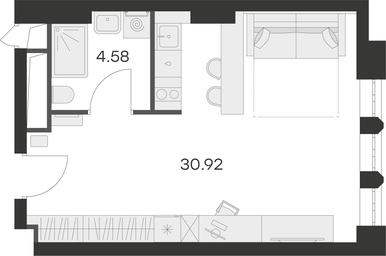 Apartment Sale, 35.8平方米 at Aura Belorusskaya, 1st Yamskogo Polya Street, 28с3, Moscow, Russia #2 Apartment Sale, 35.8平方米 at Aura Belorusskaya, 1st Yamskogo Polya Street, 28с3, Moscow, Russia #2
