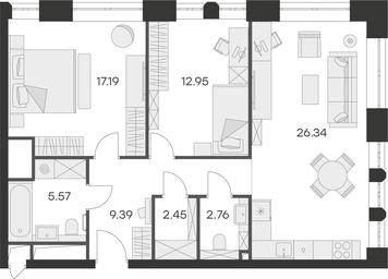 2-BD Apartment Sale, 78 sq. m. at Aura Belorusskaya, 1st Yamskogo Polya Street, 28с3, Moscow, Russia #2