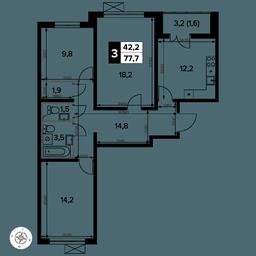 3-BD Apartment Sale, 77.6 sq. m. at Yzhnaya Bitsa, Yuzhnaya Bitsa Residential Complex, posyolok Bittsa, Leninskiy City District, Moscow Region, Russia #2 3-BD Apartment Sale, 77.6 sq. m. at Yzhnaya Bitsa, Yuzhnaya Bitsa Residential Complex, posyolok Bittsa, Leninskiy City District, Moscow Region, Russia #2