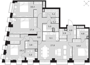 5-BD Apartment Sale, 145.1 sq. m. at Sydney City, Shenogina Street, 2, Moscow, Russia #3