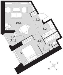 2-BD Apartment Sale, 42.8平方米 at Arkhitektor, Akademika Volgina Street, 2Д, Moscow, Russia #3
